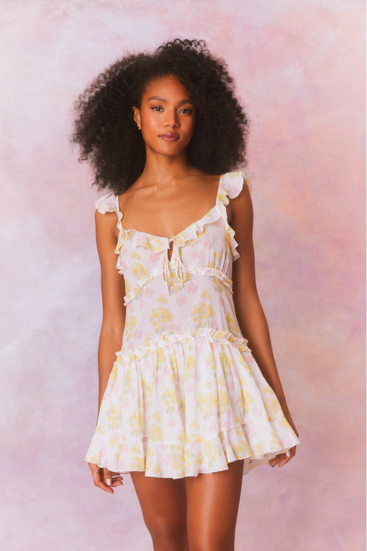 Frista Mix Print Cotton Mini Dress-Women’s Designer Luxury Dresses