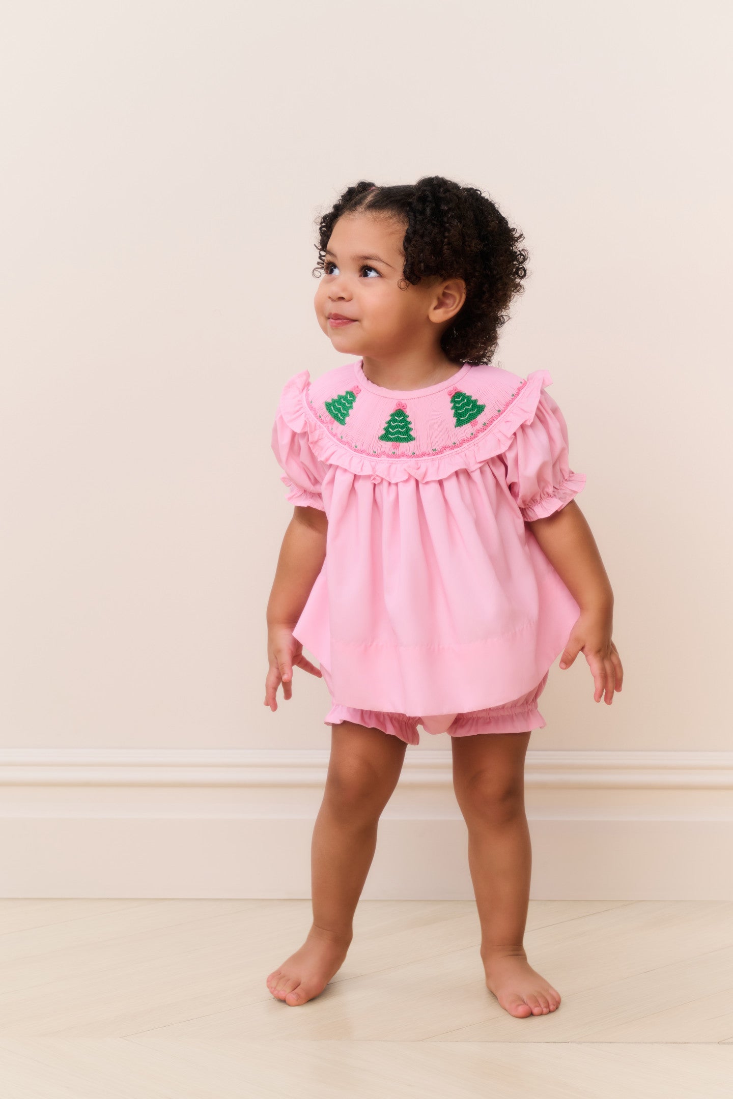 Cecil & Lou Baby Smocked Christmas Tree Set Pink / 6 M Cecil & Lou Baby Smocked Christmas Tree Set Pink / 6 M