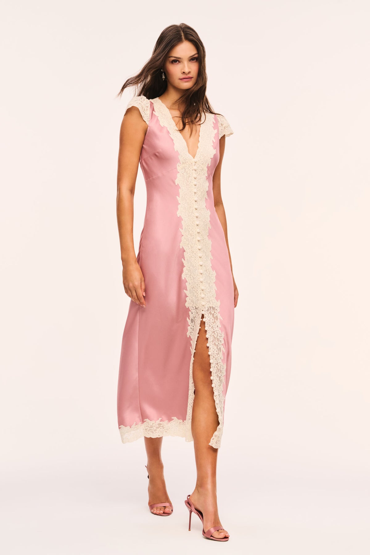 Para Satin and Lace Midi Dress