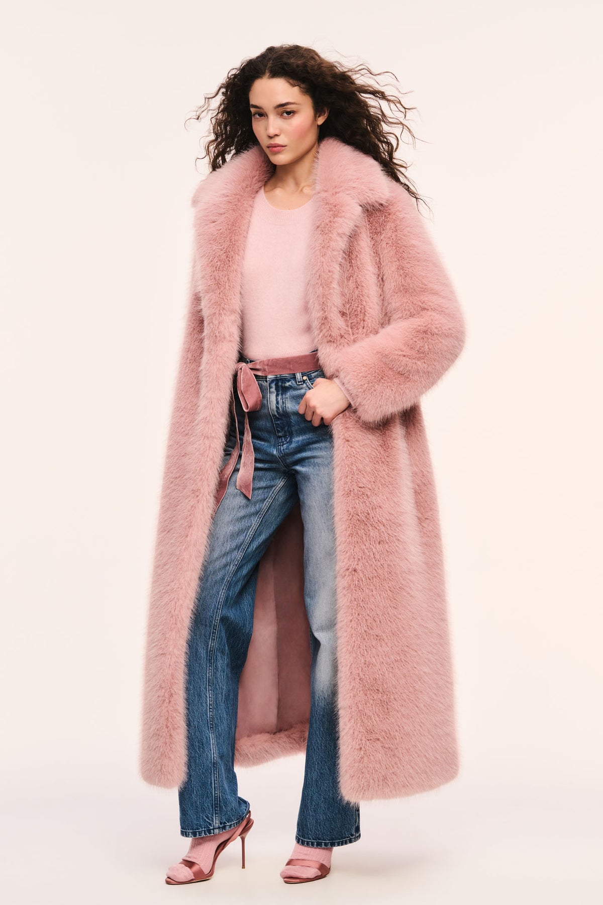 Soni Long Faux Fur Jacket - SMOKED MAUVE