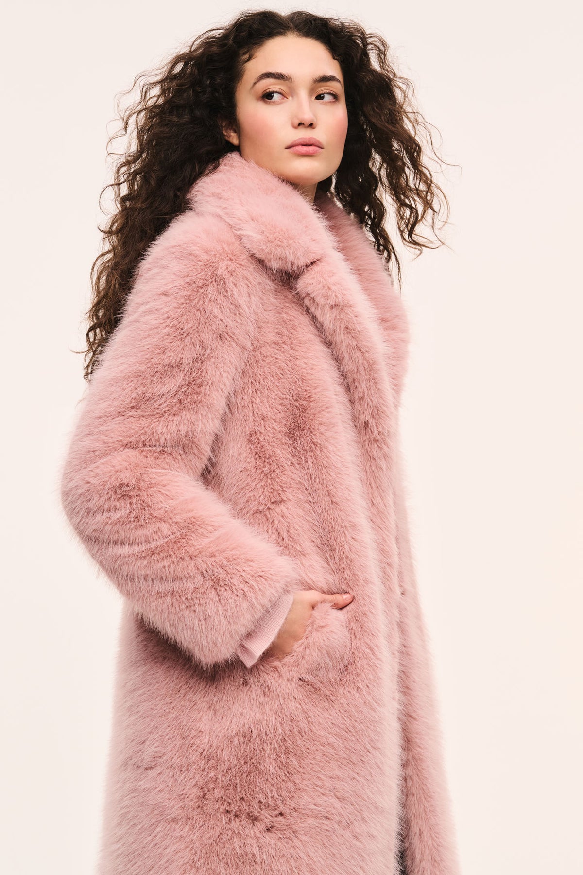 Soni Long Faux Fur Jacket - SMOKED MAUVE