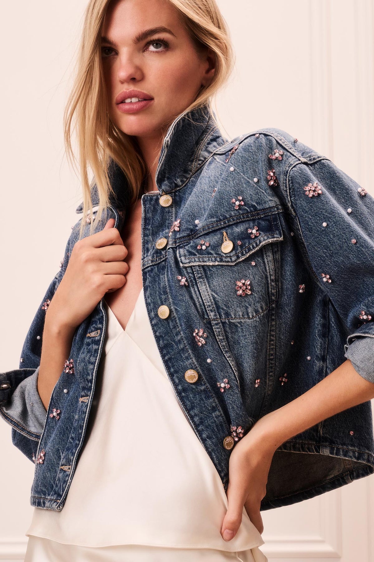 Amana Bejeweled Denim Jacket
