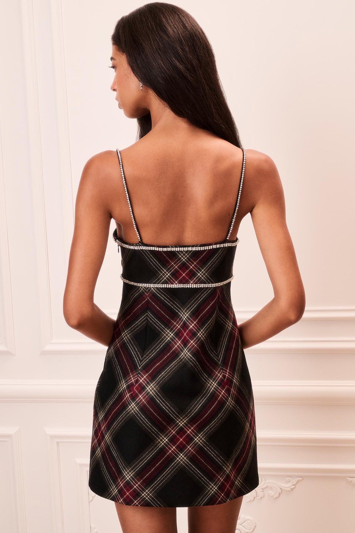 Davida Embellished Tartan Mini Dress