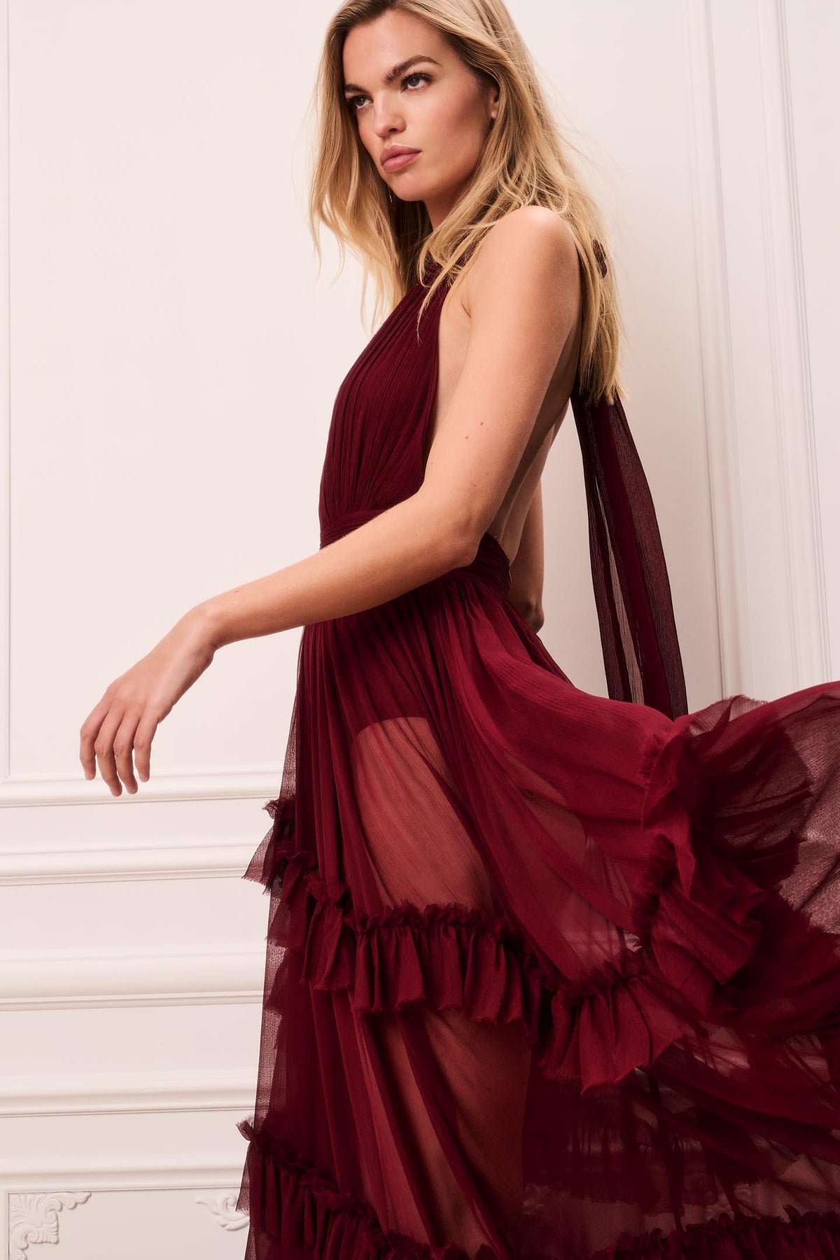 Hasmina Embellished Chiffon Maxi Dress