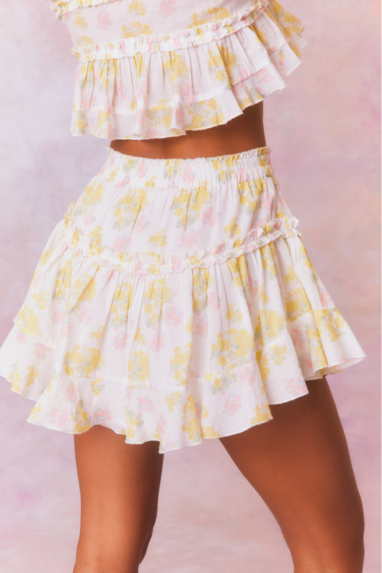 Bardon Mixed Print Cotton Skirt
