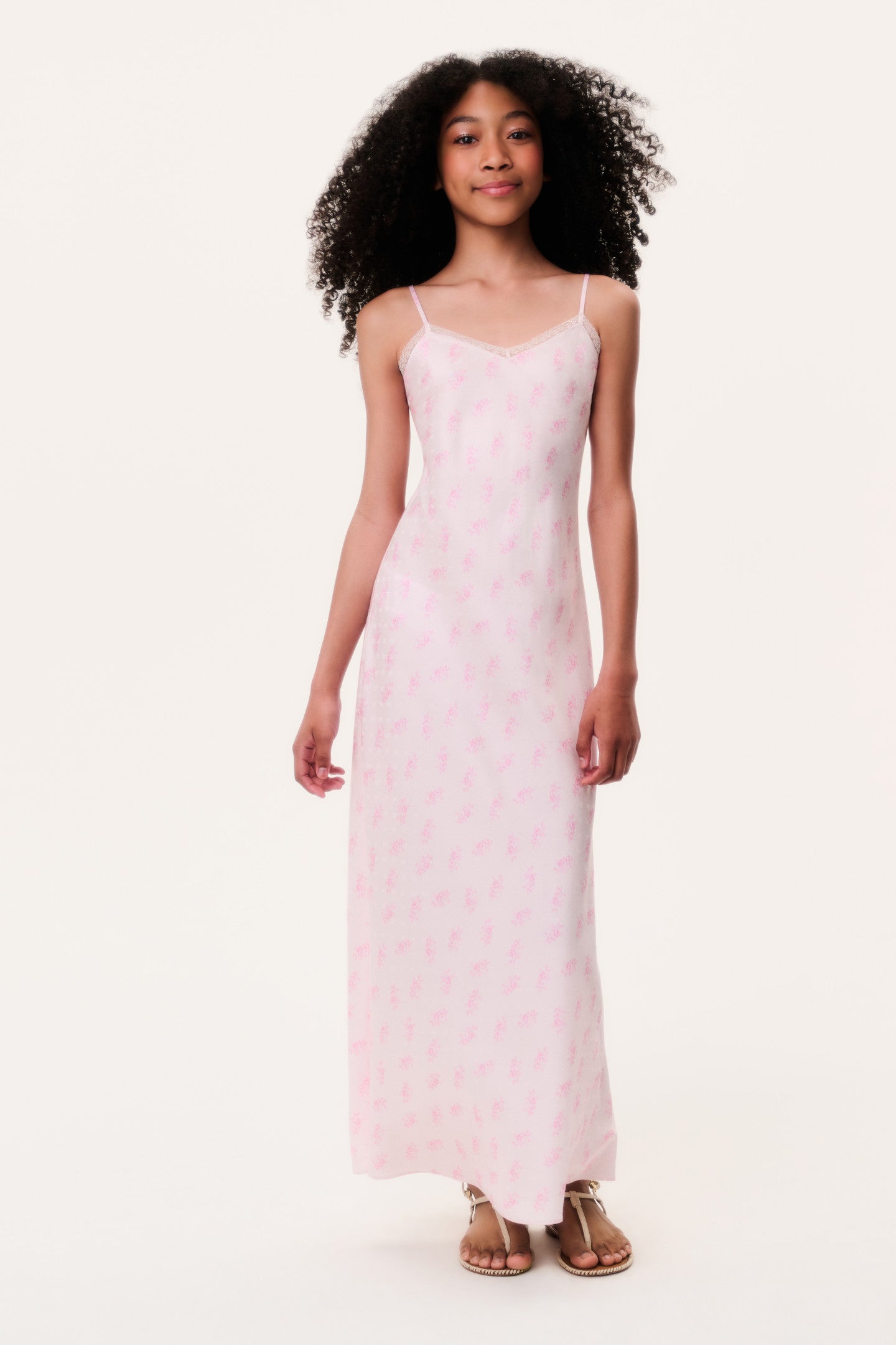 Tween Adelise Silk-Blend Slip Dress for Women in Coastal Petal, Size: 8, by LoveShackFancy