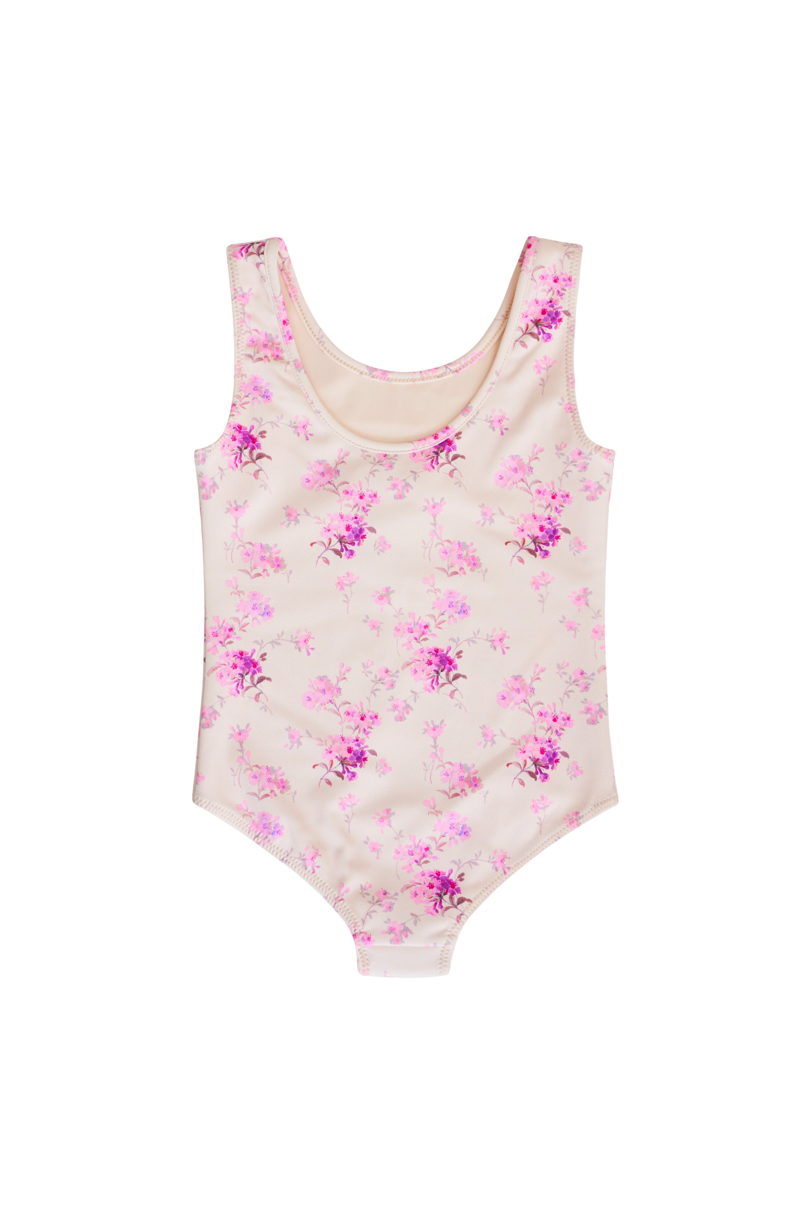One piece features a vibrant dainty floral print all over.