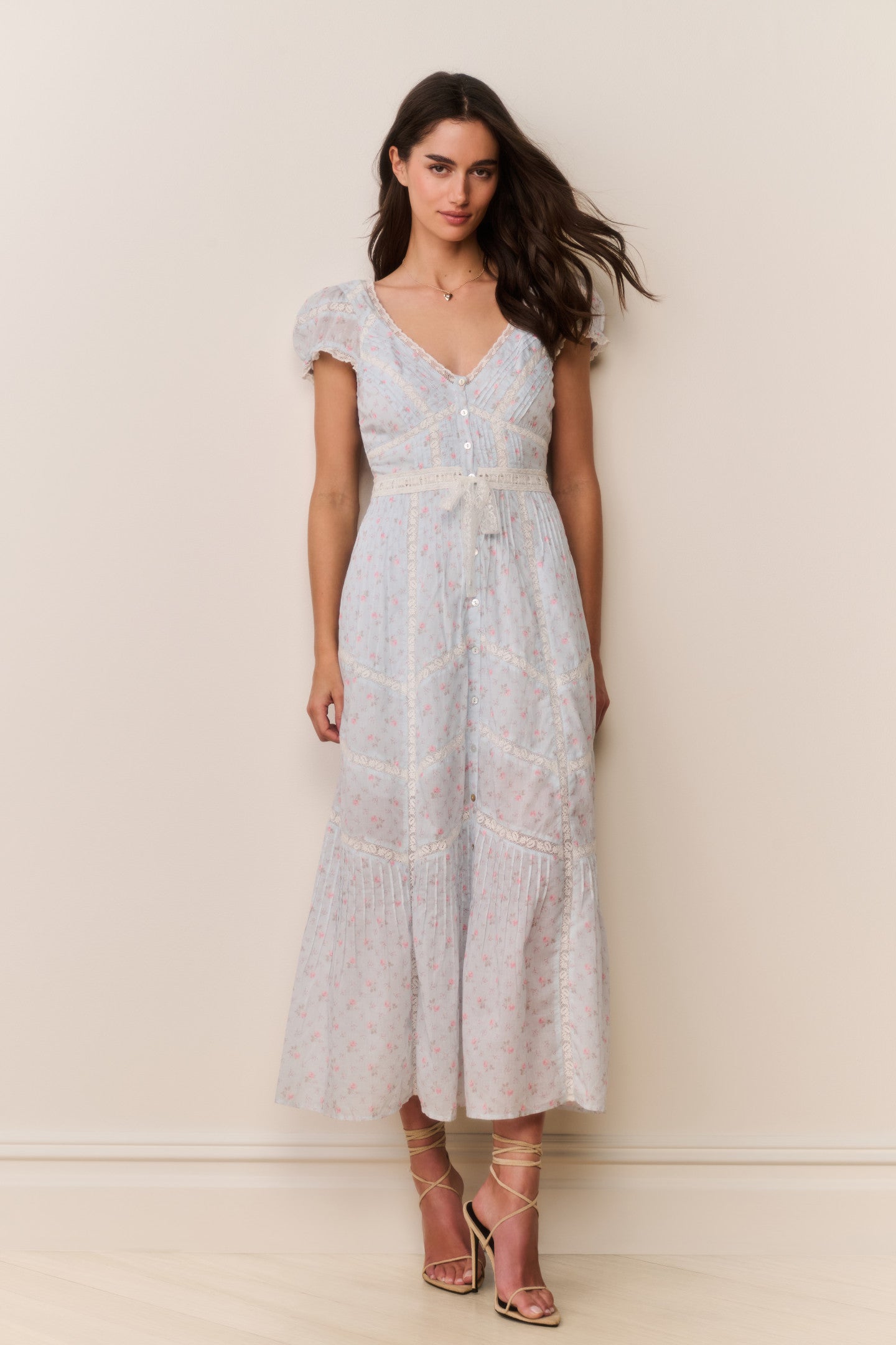 LoveShackFancy Women's Aurela Floral Cotton Tiered Maxi Dress - Chapparal Blue - Size 00 LoveShackFancy Women's Aurela Floral Cotton Tiered Maxi Dress - Chapparal Blue - Size 00