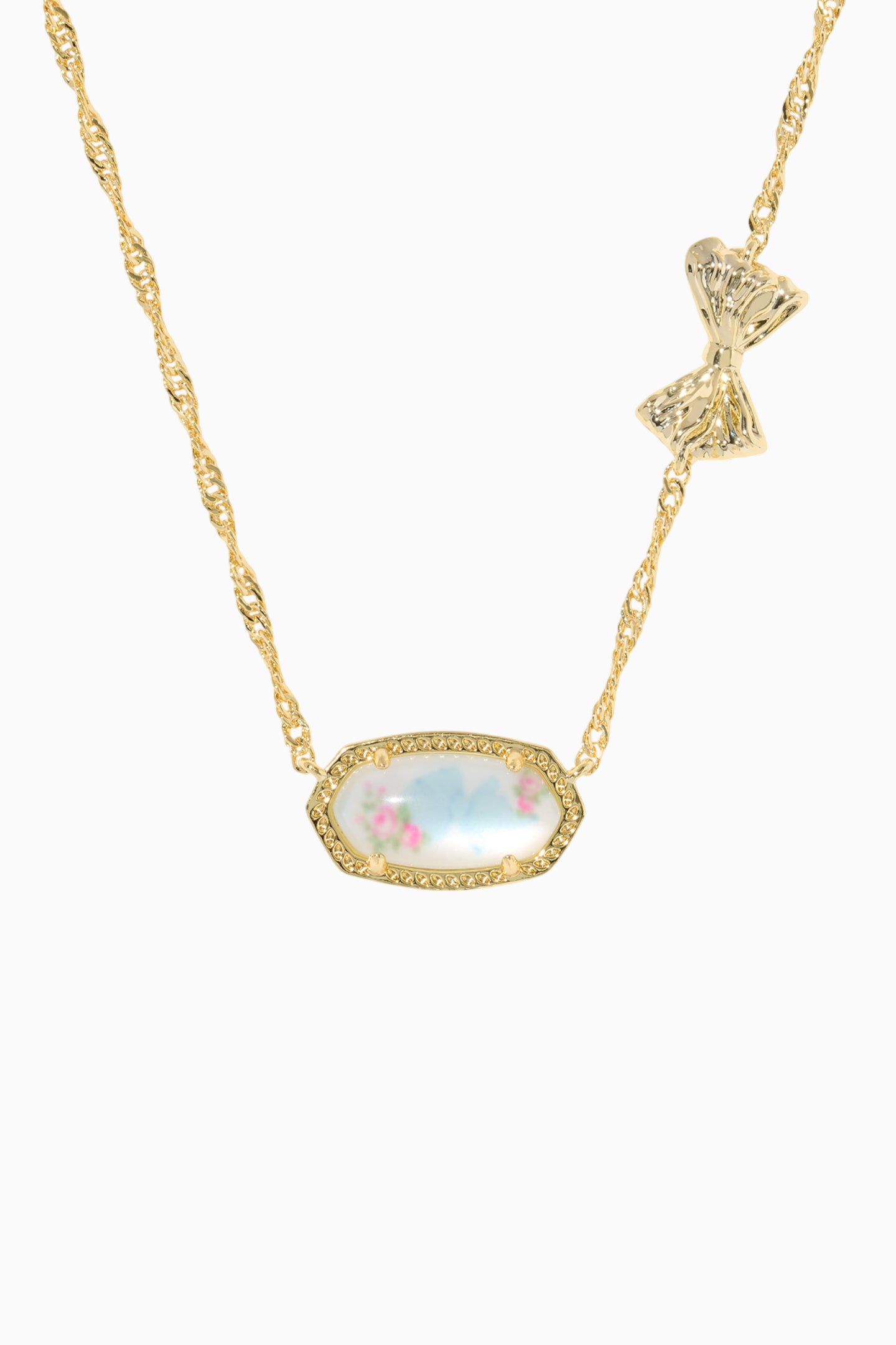 Kendra Scott x LoveShackFancy Rosa Beaux Blue Bow Elisa Necklace