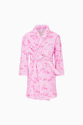 Pink robe with floral pattern on a white background