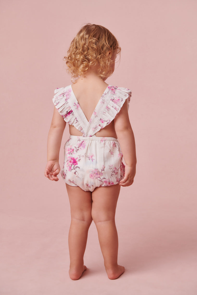 Baby girls Pinafore with ruffle detailing and dainty floral print