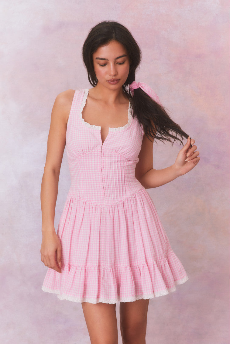 Ceronne Gingham Cotton Mini Dress- Women’s Designer Luxury Dresses