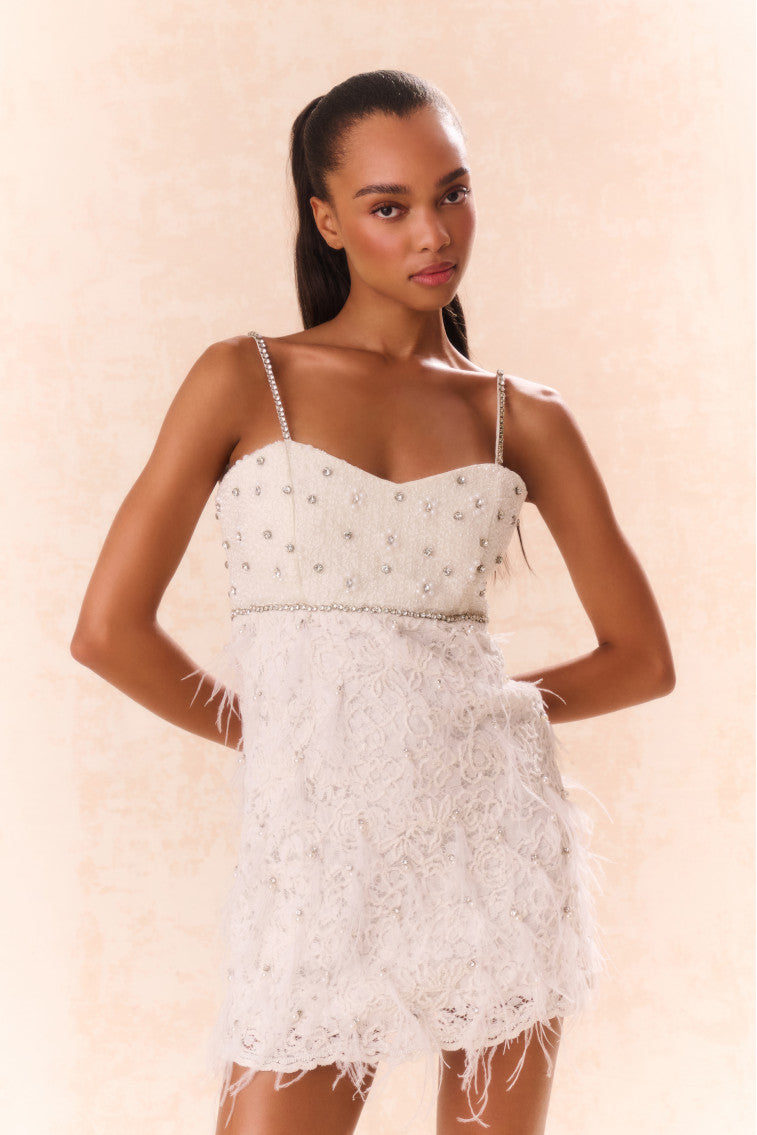 white beaded mini dress Izabel Fringe Strapless Comfortable and stunning The Dessy Group Women's Santal