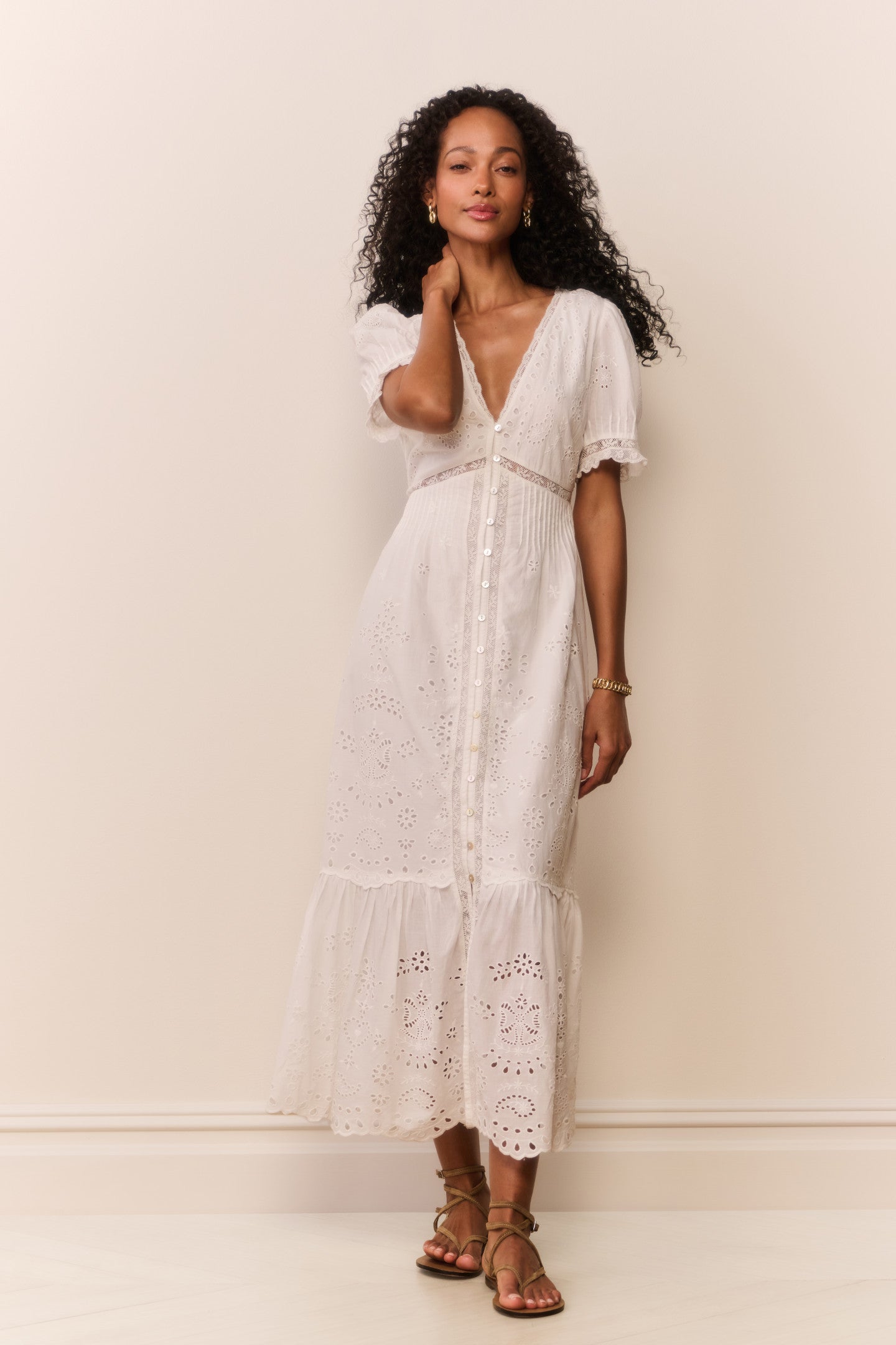 LoveShackFancy Tarragon Eyelet Midi Dress - White LoveShackFancy Tarragon Eyelet Midi Dress - White
