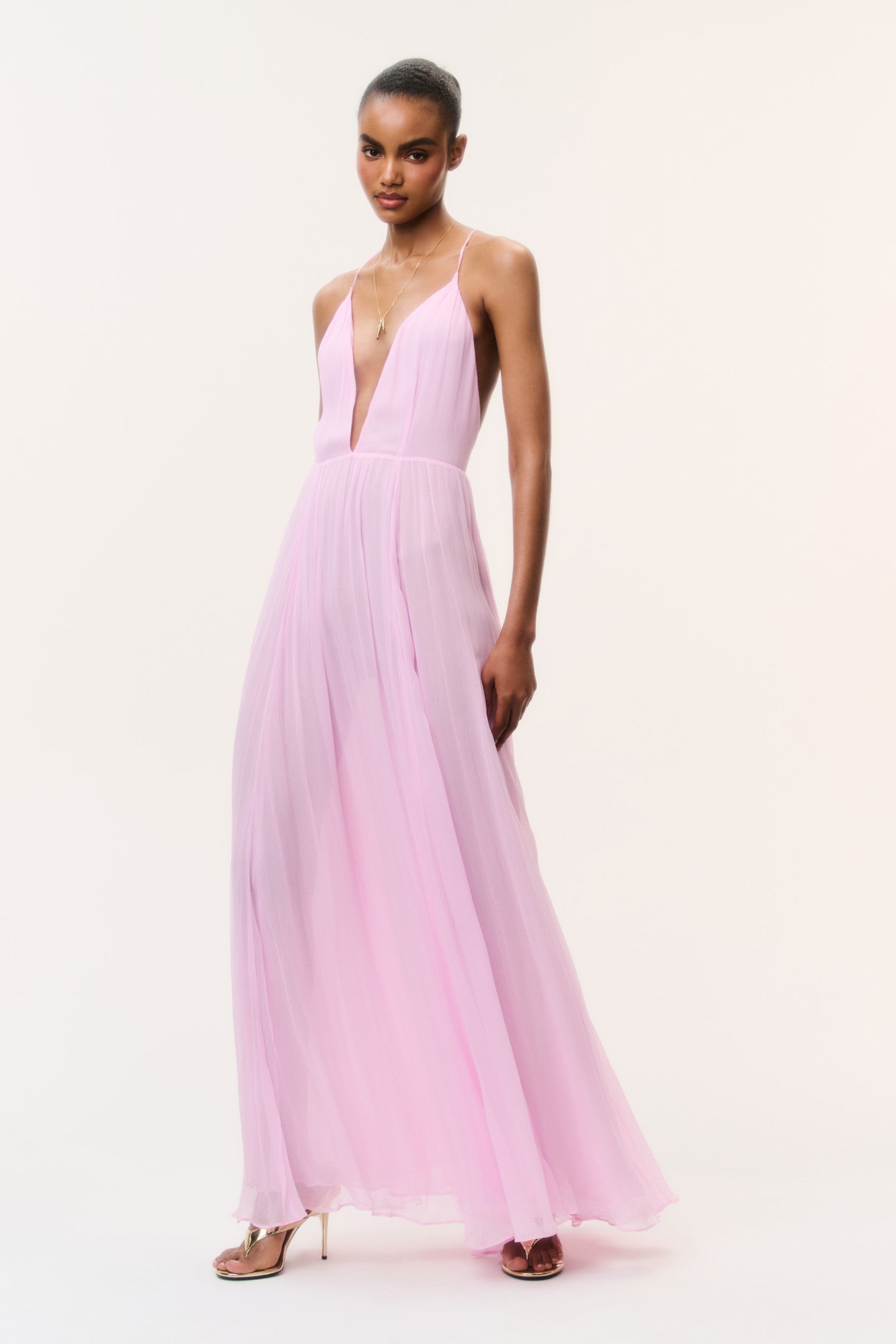 Sheer Halter Neck Open Back Spaghetti Strap Maxi Gown | LoveShackFancy
