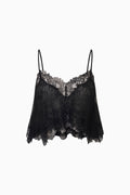 Black lace camisole on a white background