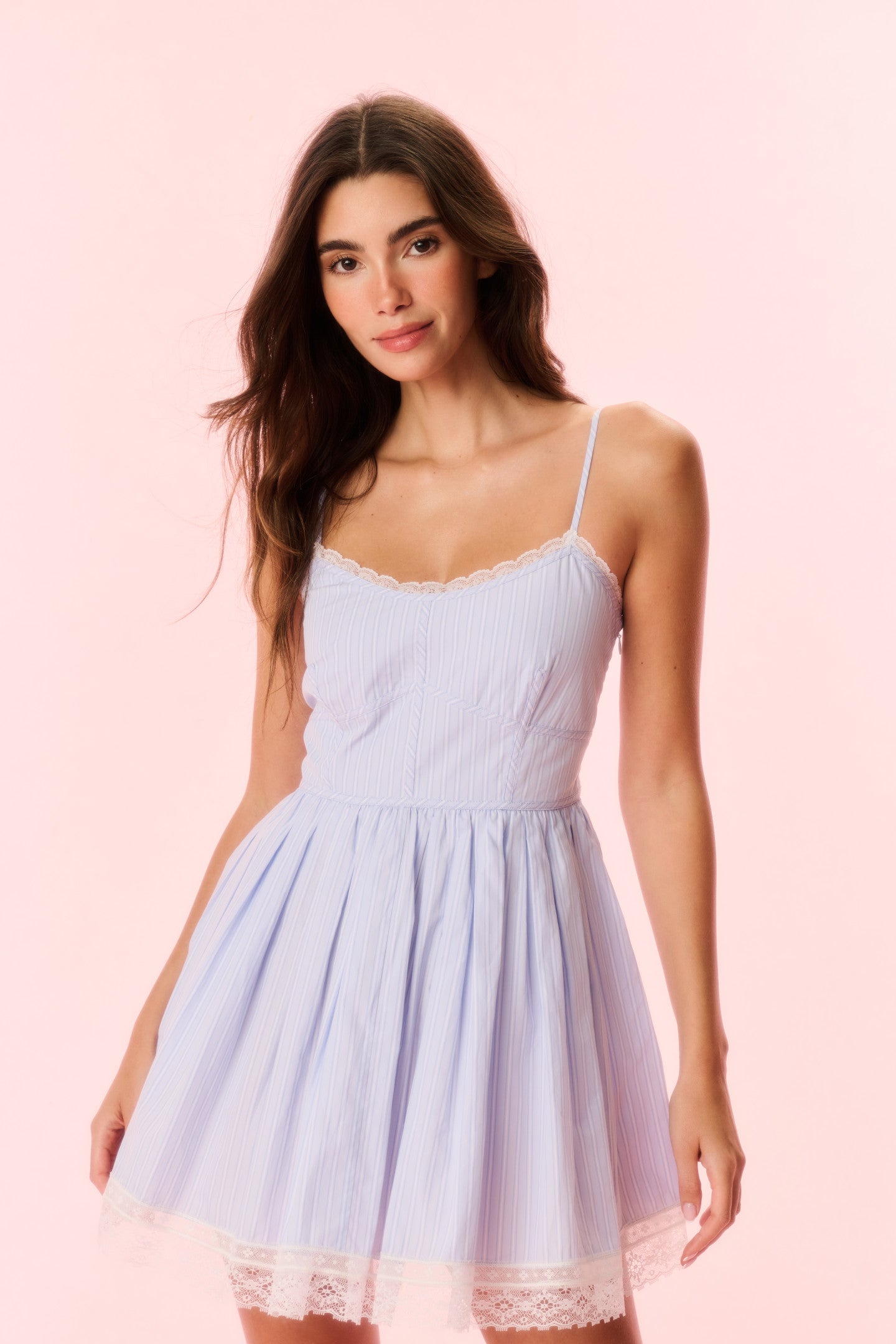 Harrisine Cotton Pinstripe Mini Dress for Women in Pink Riviera, Size: XL, by LoveShackFancy Harrisine Cotton Pinstripe Mini Dress for Women in Pink Riviera, Size: XL, by LoveShackFancy
