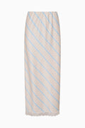 Beige skirt with light blue stripes on a white background