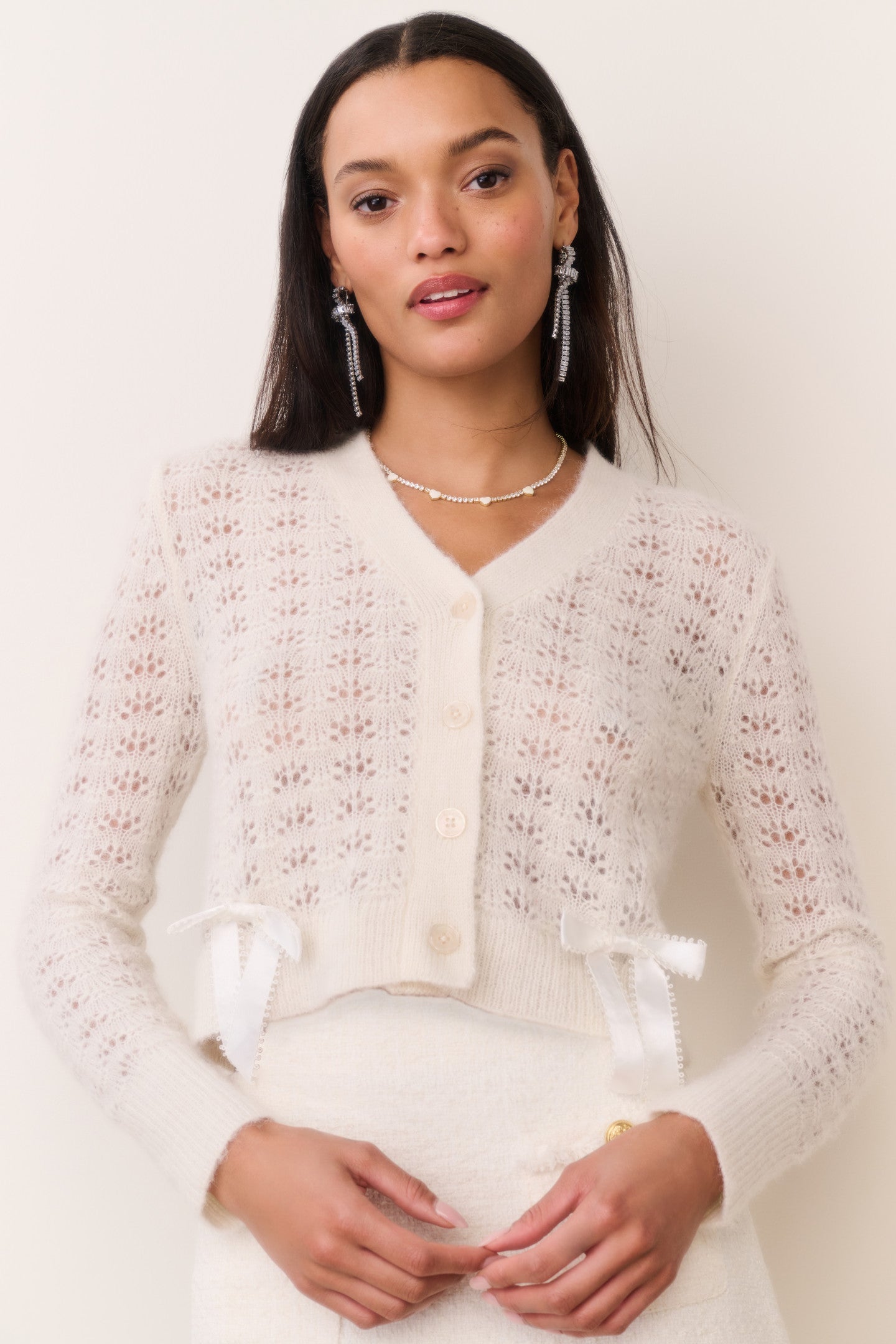 Lilly Alpaca-Blend Bow Cardigan