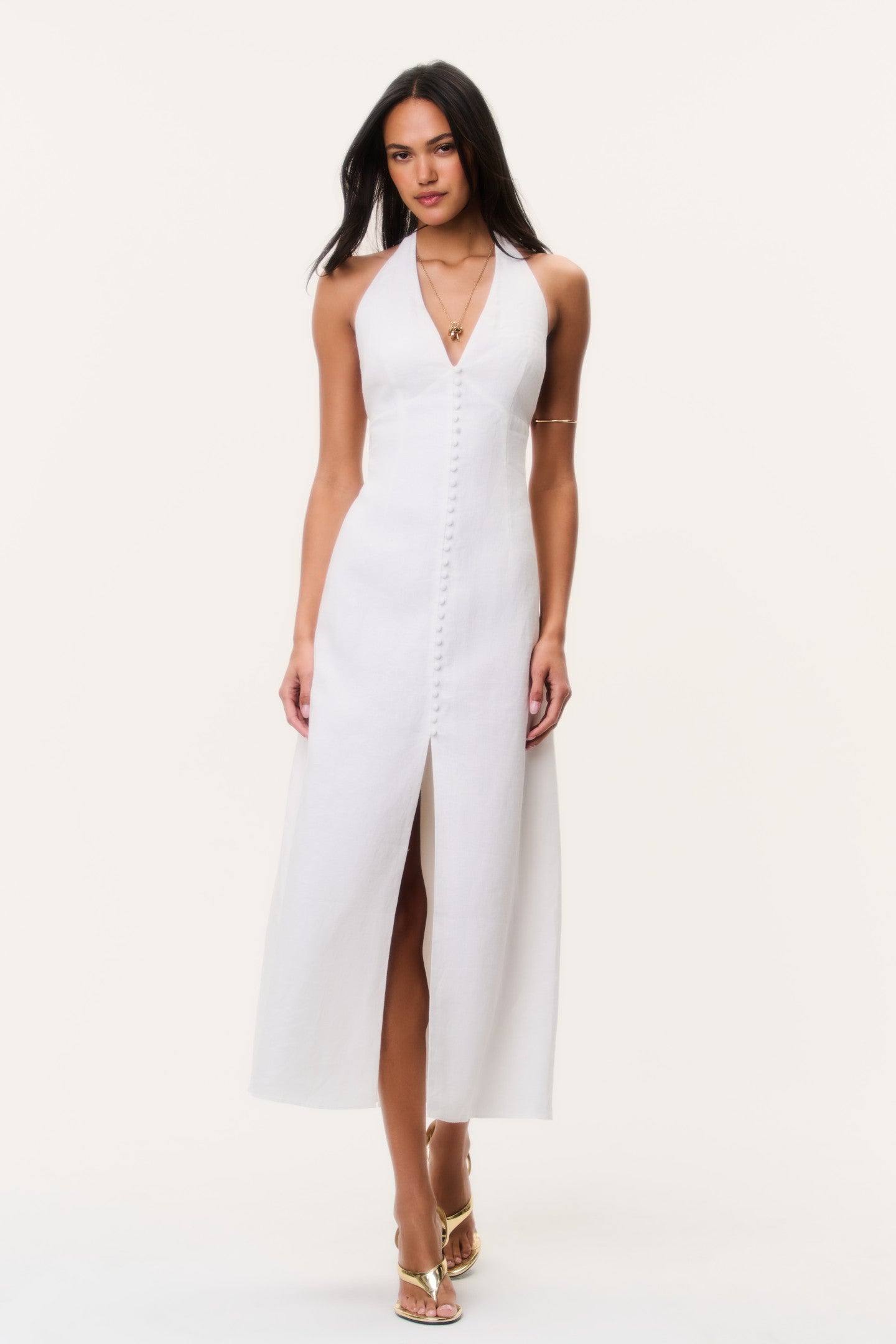 Lovis Linen Halter Maxi Dress White / L
