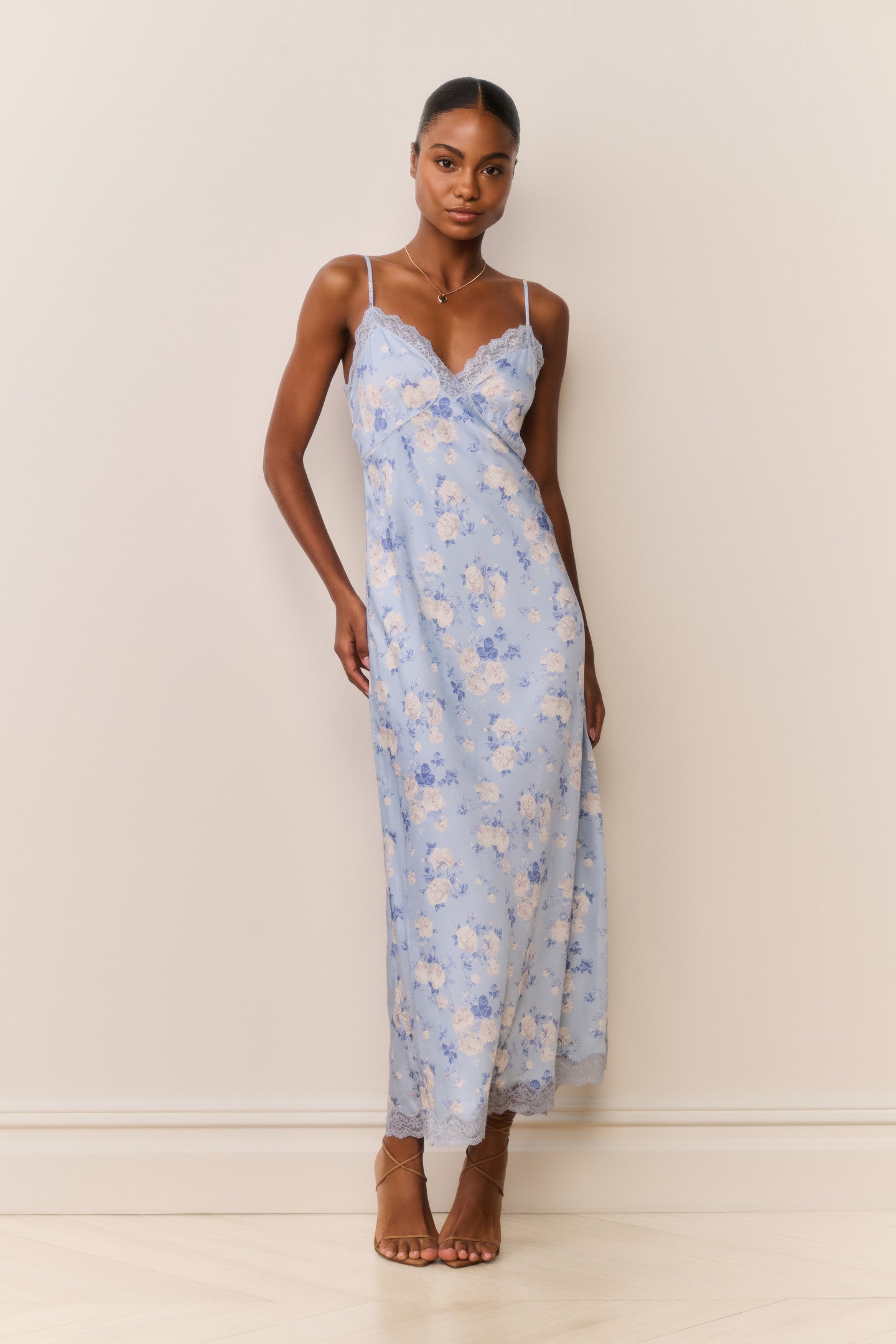 Manuela Heirloom Print Maxi Slip Dress for Women in Sterling Dusk, Size: 2XS, by LoveShackFancy Manuela Heirloom Print Maxi Slip Dress for Women in Sterling Dusk, Size: 2XS, by LoveShackFancy