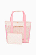 Tote bag with pink trim on a white background