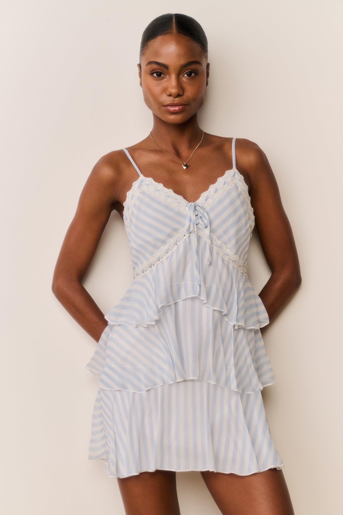 Marlia Striped Chiffon Mini Dress Marlia Striped Chiffon Mini Dress