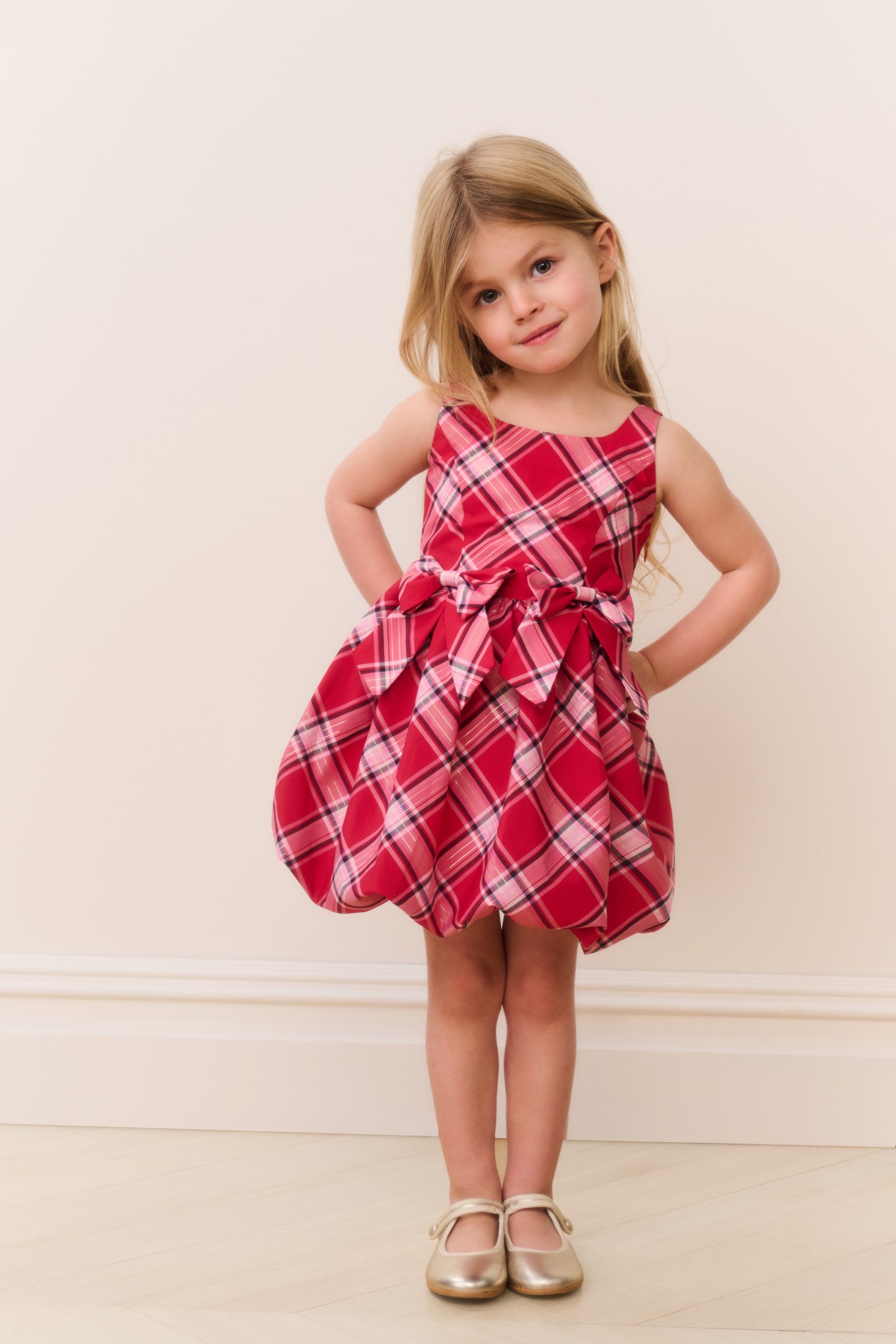 Little Girls Mini Tima Tartan Dress Cherry Jubilee / 3 Little Girls Mini Tima Tartan Dress Cherry Jubilee / 3