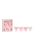 Mini layering perfume set, pink bows on mini bottles and gift box