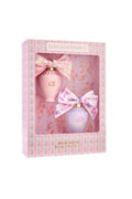 Mini eau de parfum set in floral gift box with two pink bottles and bow tops