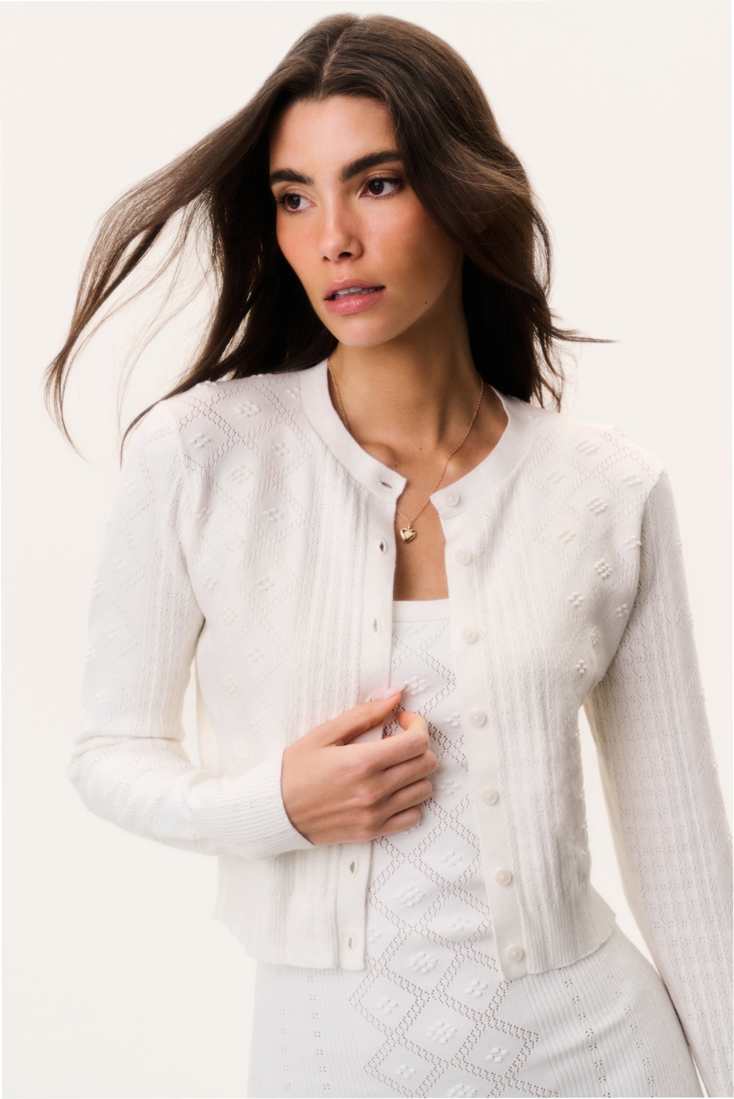 white cropped cardigan for dresses 437 The The Shop at Equinox This bolero Laken Cotton Pointelle Cardigan Off