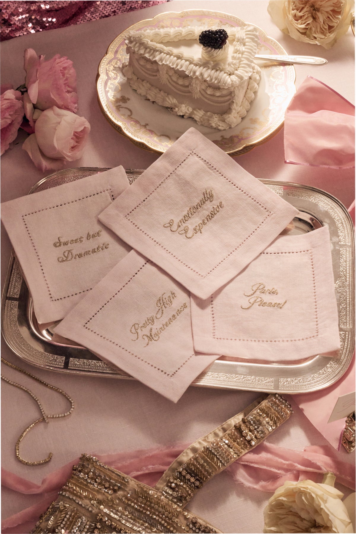 Embroidered Cocktail Napkin Set of 4