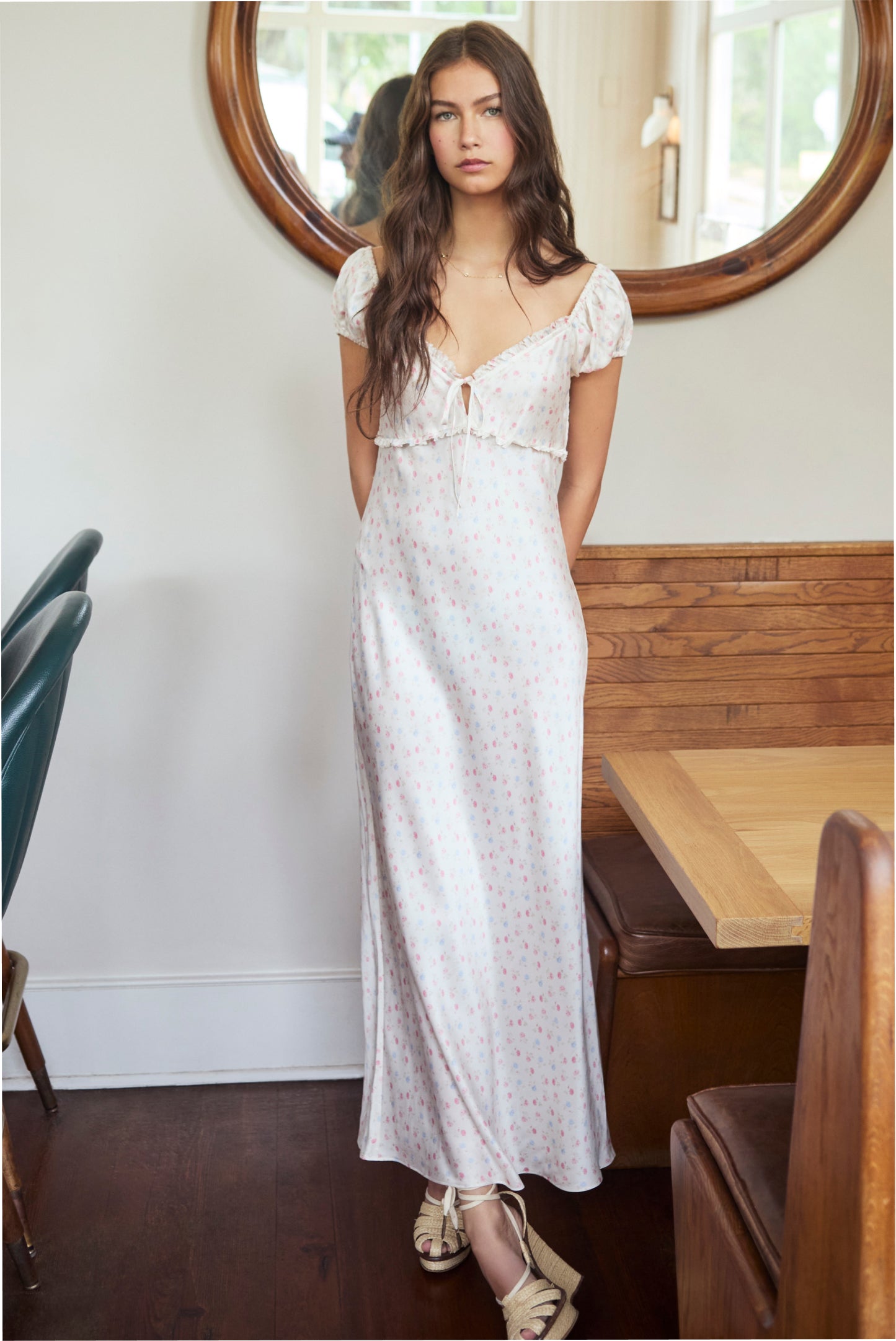 Loveshackfancy Epone Floral Puff Sleeve Maxi Dress - Ivory Rose Loveshackfancy Epone Floral Puff Sleeve Maxi Dress - Ivory Rose
