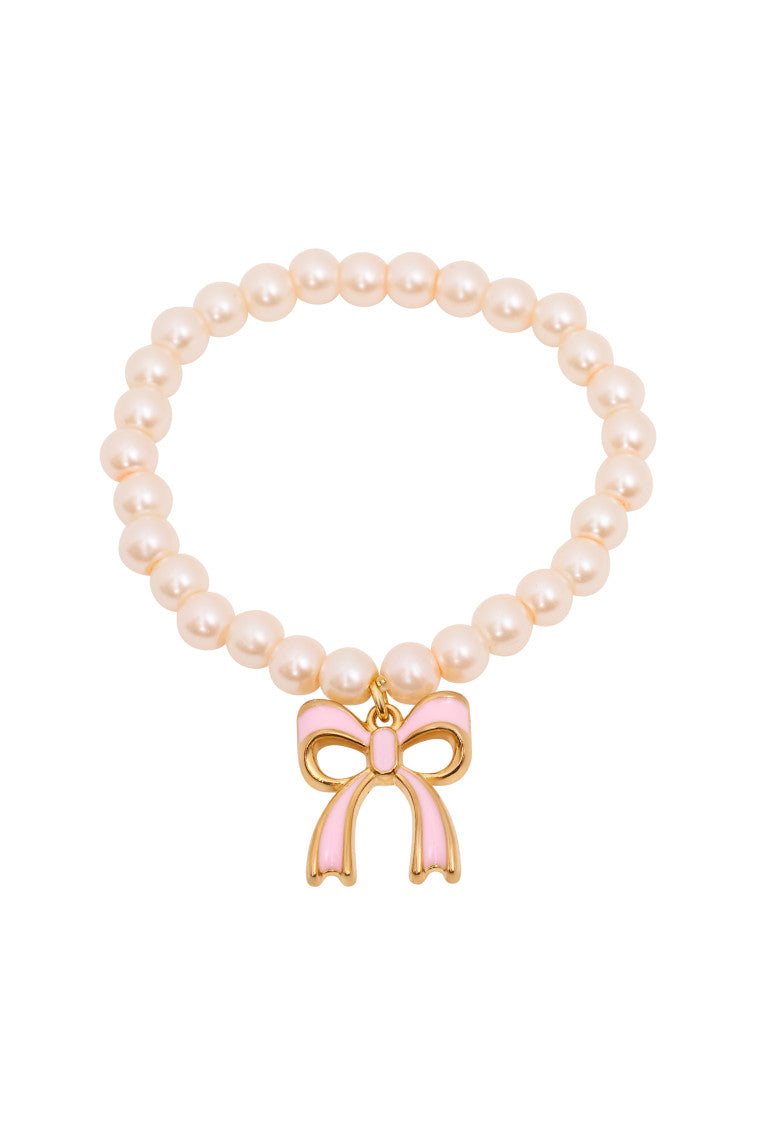 She's Coquette Pink Bow Pearl Bracelet - Main Image