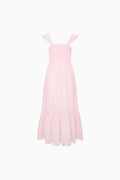 Pink dress with thin straps on a white background
