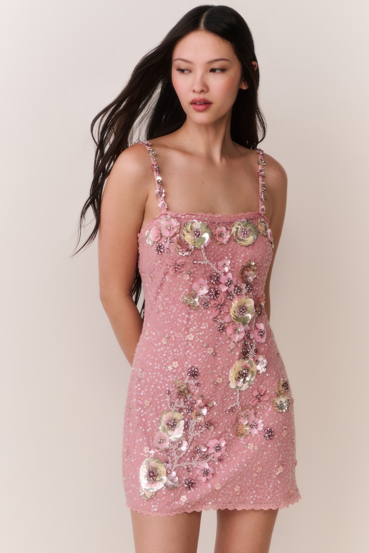 Rosmara Sequin Floral Mini Dress Rosmara Sequin Floral Mini Dress