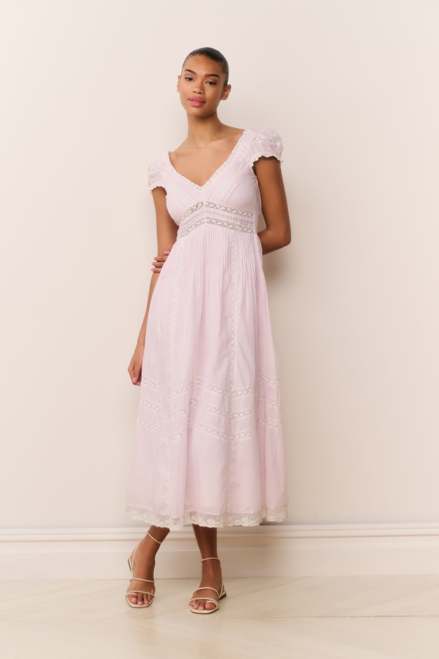 pink dress midi Mac Duggal Women's High Neck Puff Sleeve Ruffle Tiered Dress - Pink - Size 14
