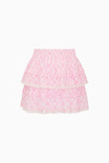 Pink layered skirt on a white background