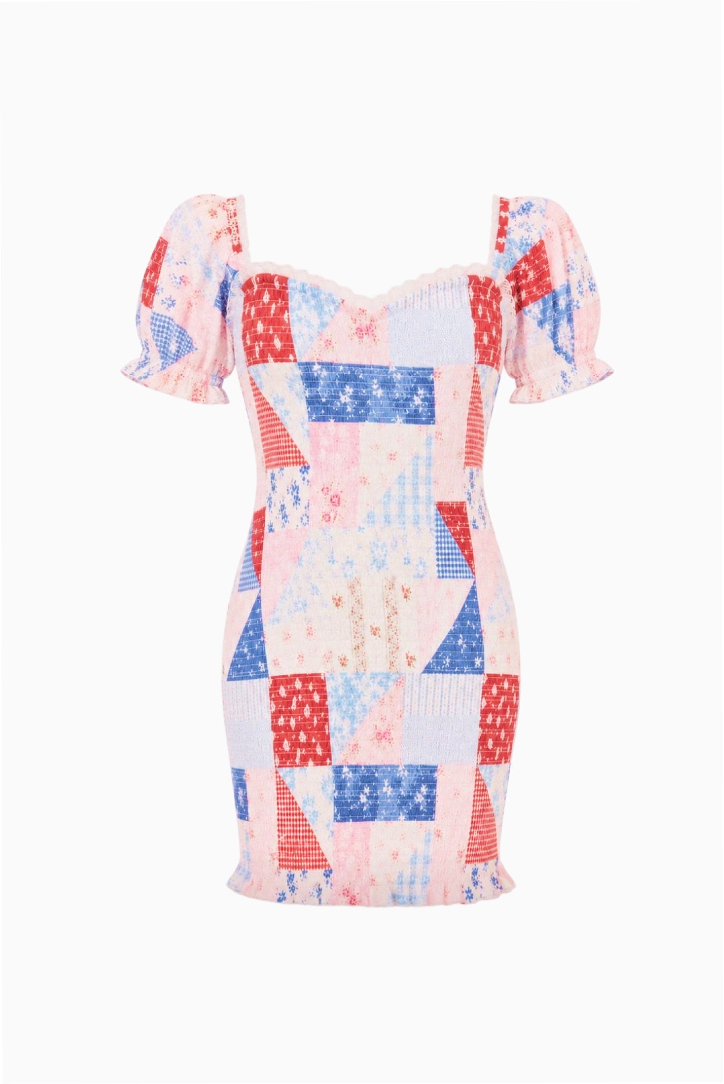 patchwork dress mini Tween Solier Patchwork Mini Dress