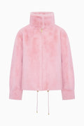 Pink fleece jacket on a white background