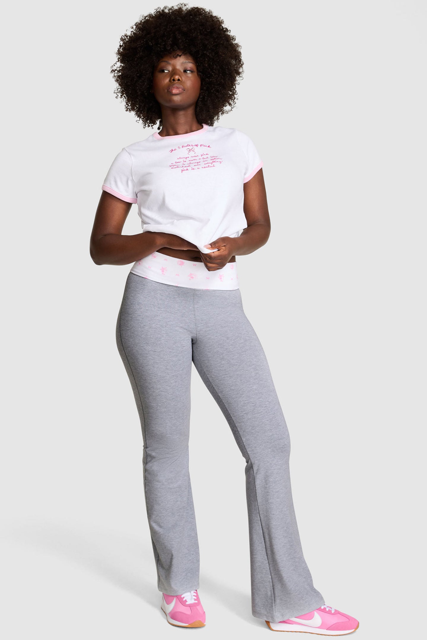 PINK x LoveShackFancy Cotton Foldover Flare Leggings