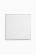 Rectangular white filter with silver frame on a white background