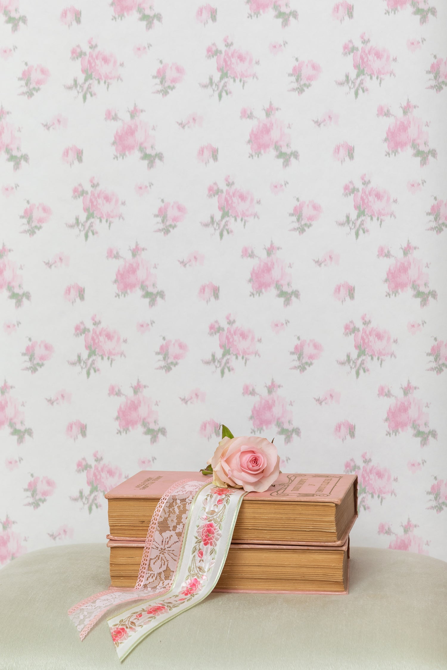 Ikat Rose Wallpaper in Tinted Petals - Home Decor