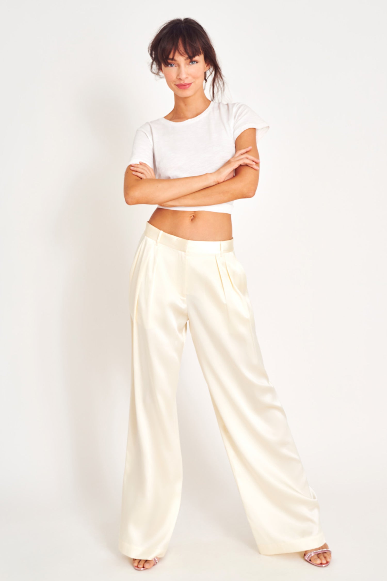 Luxury Silk Trousers in White