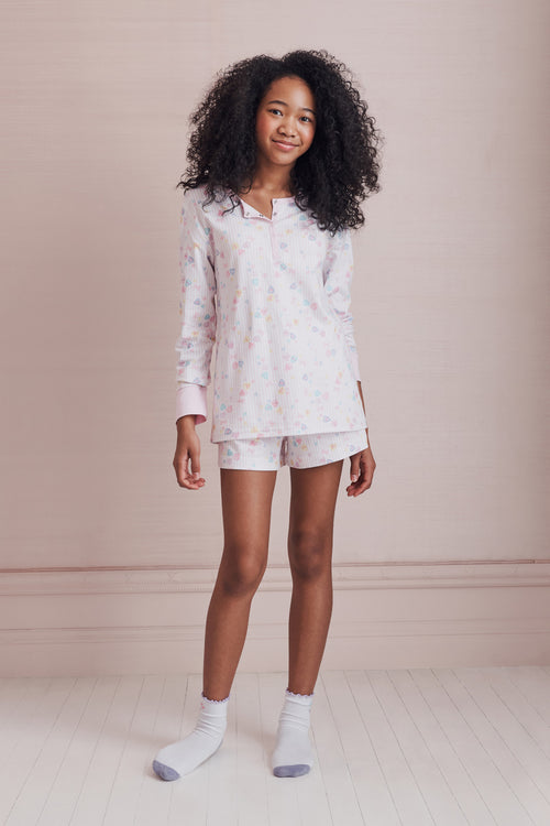 LoveShackFancy x Roller Rabbit Candy Heart Stripe Hunter Pajama
