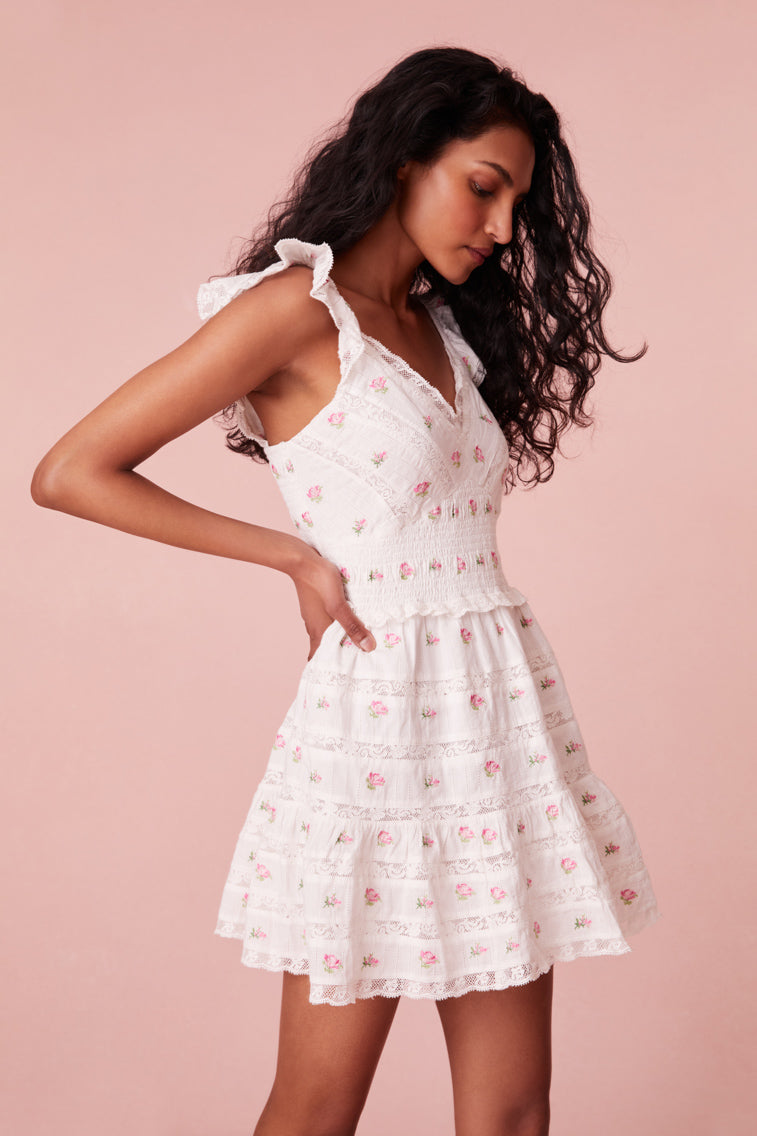 Finny Cotton Ikat Floral Mini Dress