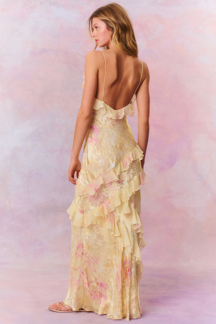 Rialto Floral Chiffon Maxi Dress- Women's Designer Luxury Dresses