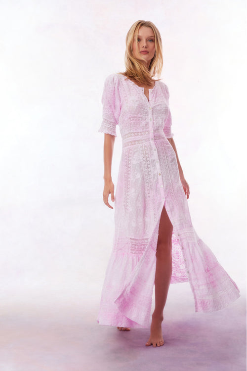 minka stripe hand dye lace maxi dress Inspired by Victorian maxis, our classic embroidered Minka is now available in peony pink and black!! Which is your new favorite?! #maxidress # maxi #hertitage #coverup #summer