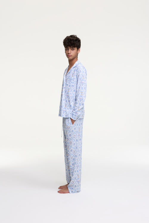 LoveShackFancy x Roller Rabbit Mens Starry Nights Lattice Long Sleeve Pajamas
