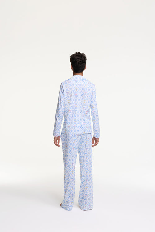 LoveShackFancy x Roller Rabbit Mens Starry Nights Lattice Long Sleeve Pajamas